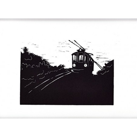 Gravure originale "Le tram"