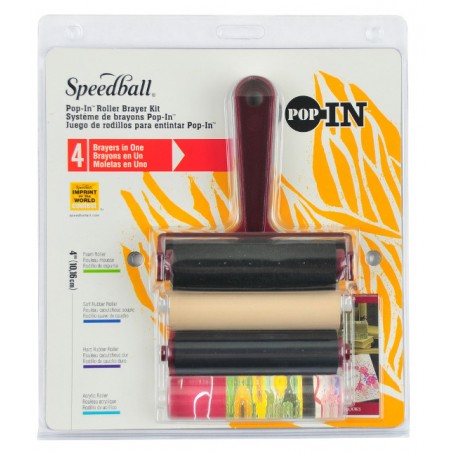 4 Inches Speedball Pop-in Hard Rubber Brayer with Plastic Frame 